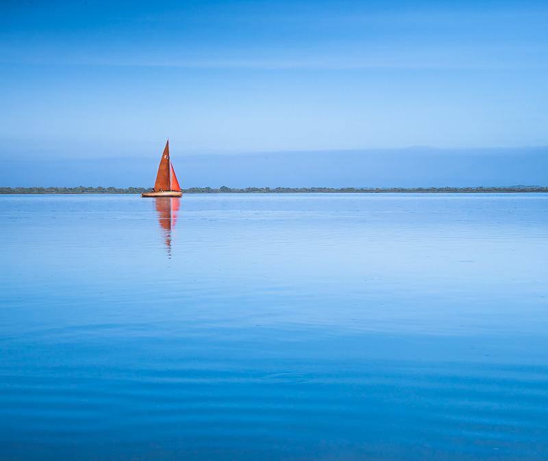 Sailing on a Calm Day, Burnham Overy Staithe, Norfolk, by Andrew Jones